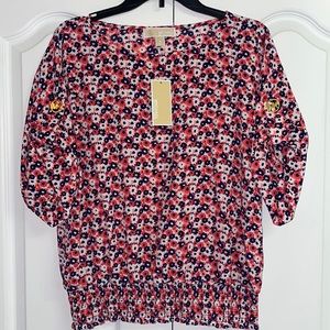 MICHAEL Michael Kors Smocked waist Floral Blouse